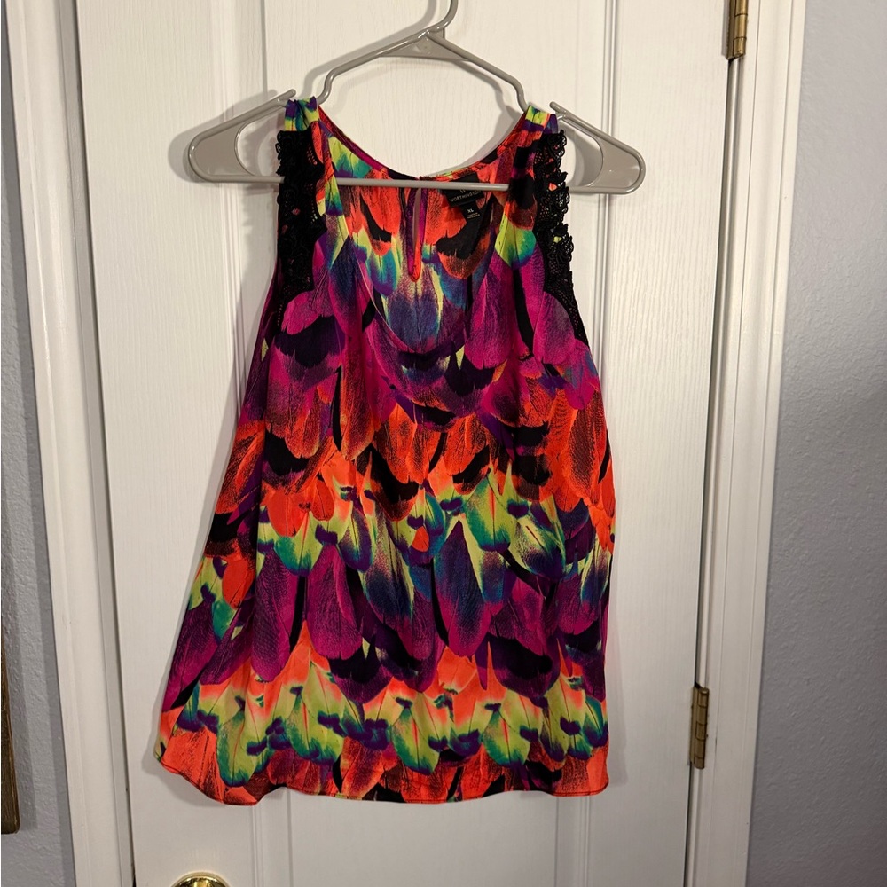Worthington Women’s Tank Top in Neon Multicolor w/ Lace Straps